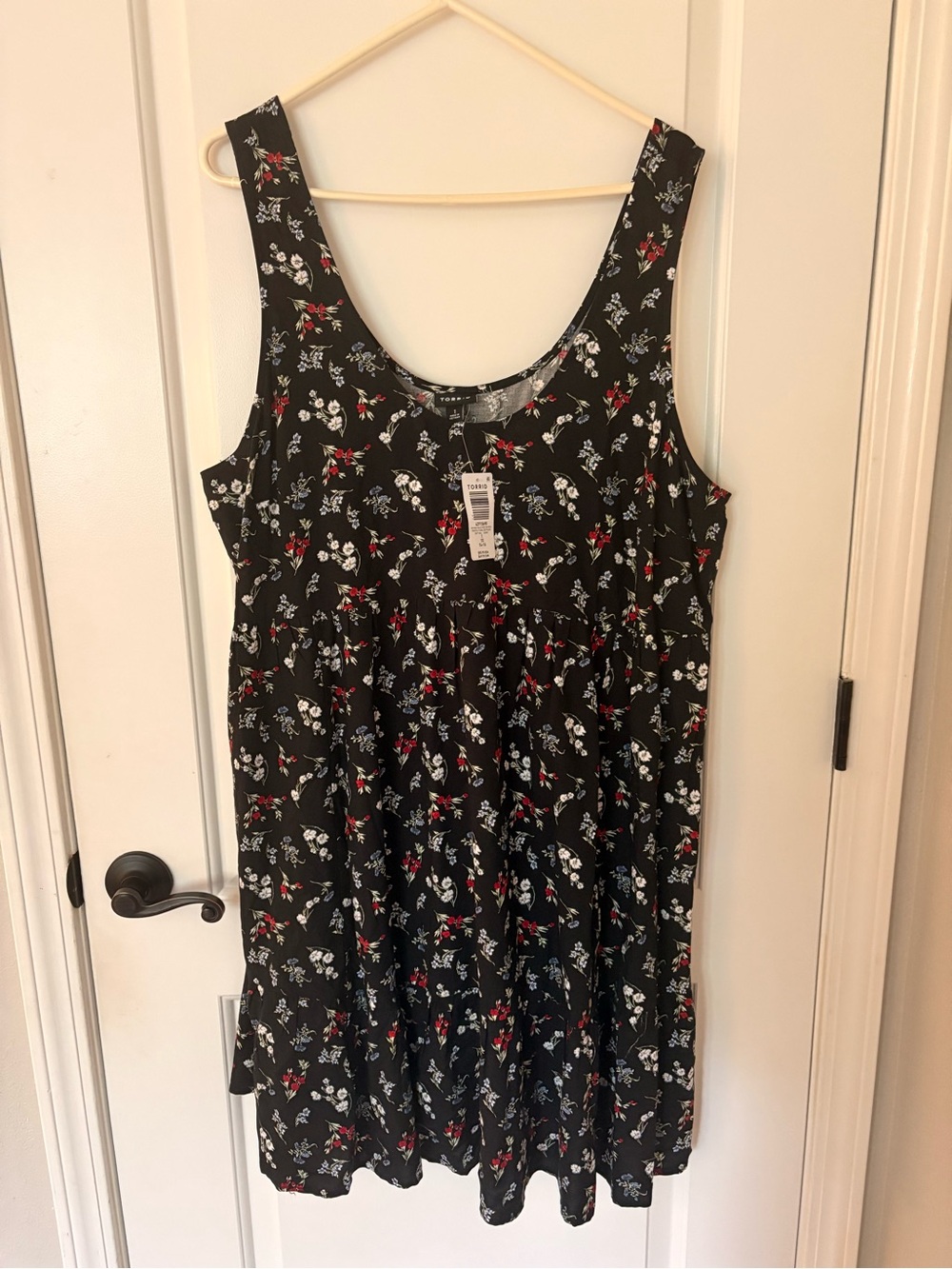torrid Black Floral Tank Dress with Red and White Accents